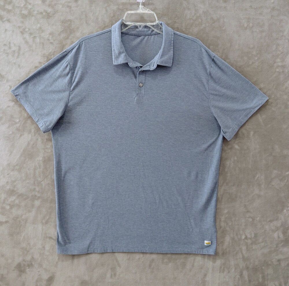 Vuori Strato Tech Polo Men's XL Heather Gray Performance Short Sleeves Stretch